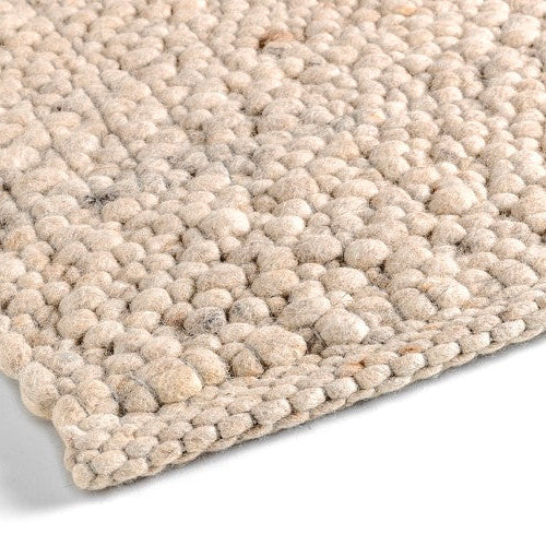 Handgeweven Tapijt vervilte wol beige